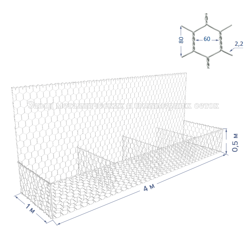 ГАБИОН ГСИ-К-4х1х0,5-С60-2,2-Ц